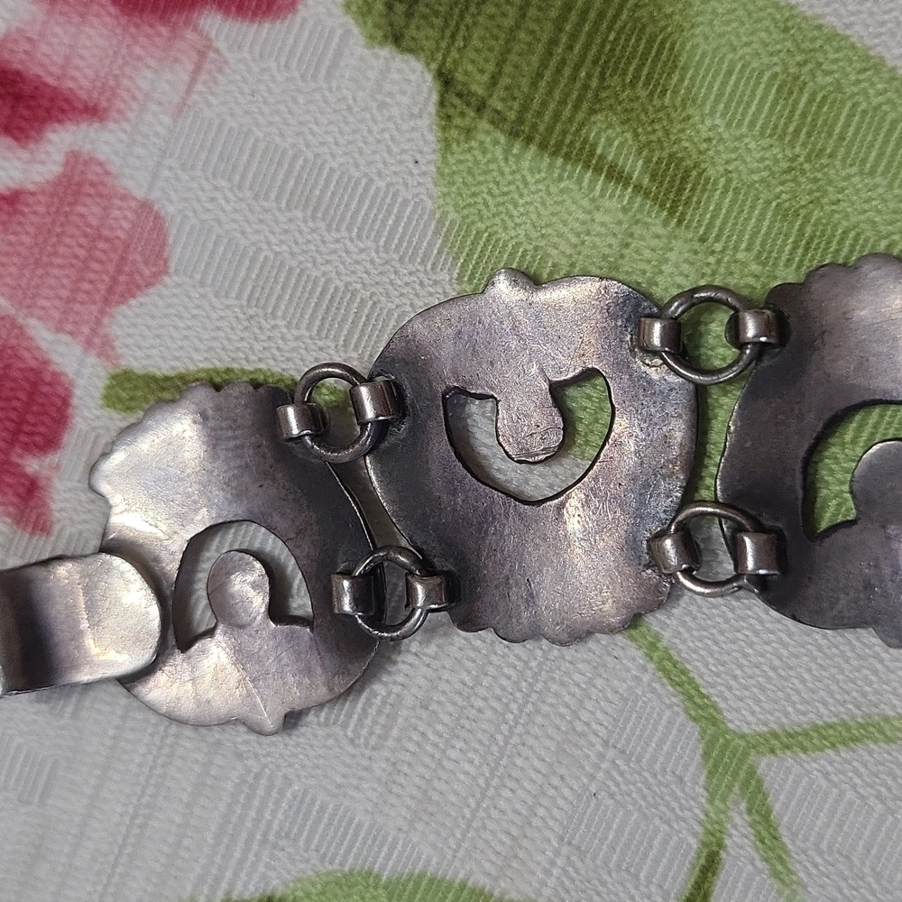 Vintage Los Castillo Mexican Sterling Silver Flower Bracelet - Picture 6 of 9